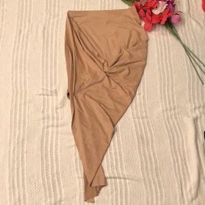 Miami Styles Nude Asymmetrical Draped Skirt